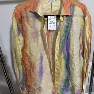 Zara Multicolor Shirt with Orange and Yellow